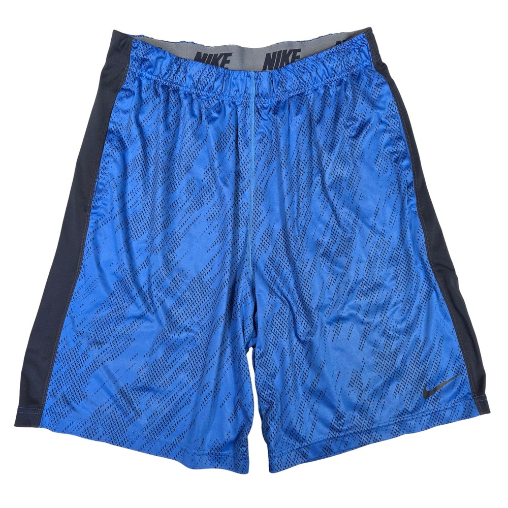 Nike Mens Dri-FIT Basketball Shorts Blue Black Geometric Print Large Athleisure